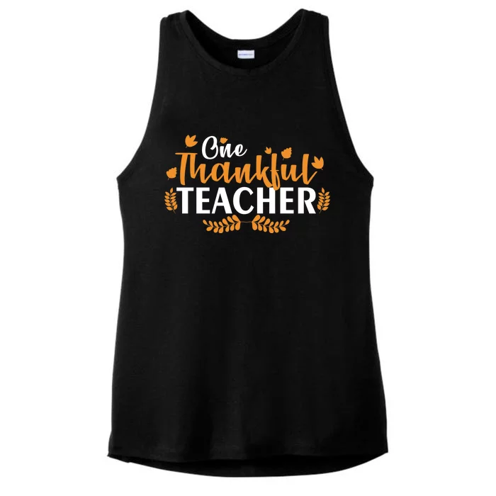 One Thankful Teacher Ladies Tri-Blend Wicking Tank