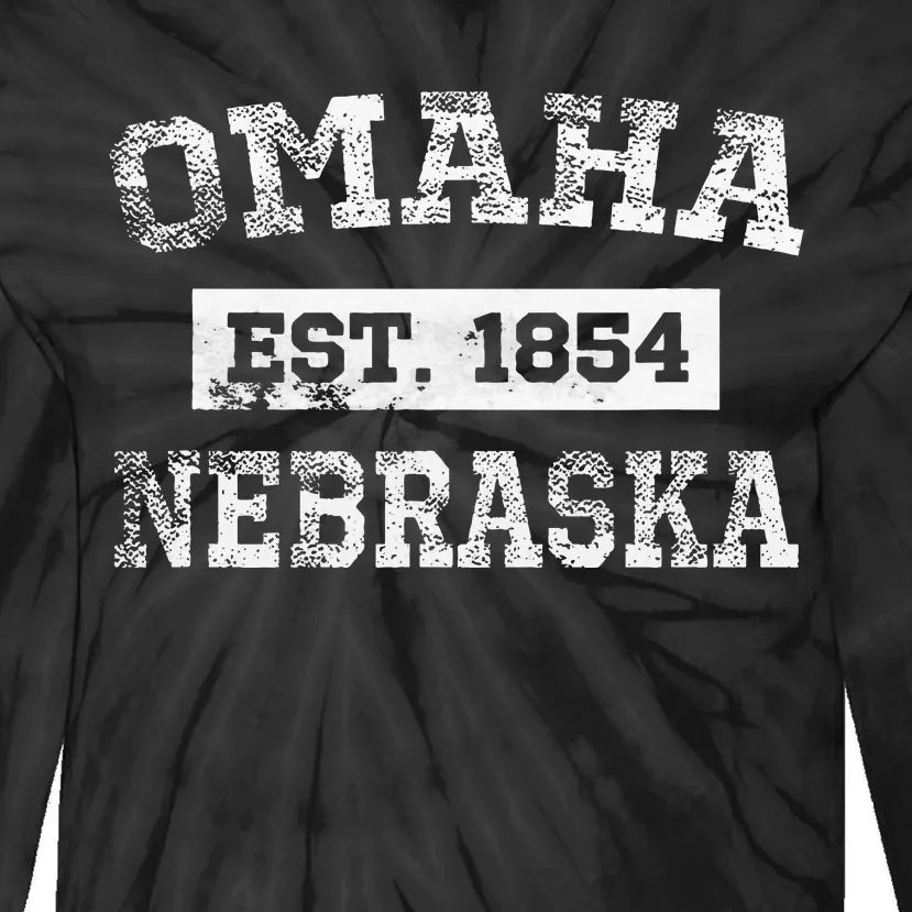 Omaha Nebraska Est. 1854 Distressed Tie-Dye Long Sleeve Shirt