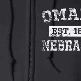 Omaha Nebraska Est. 1854 Distressed Full Zip Hoodie