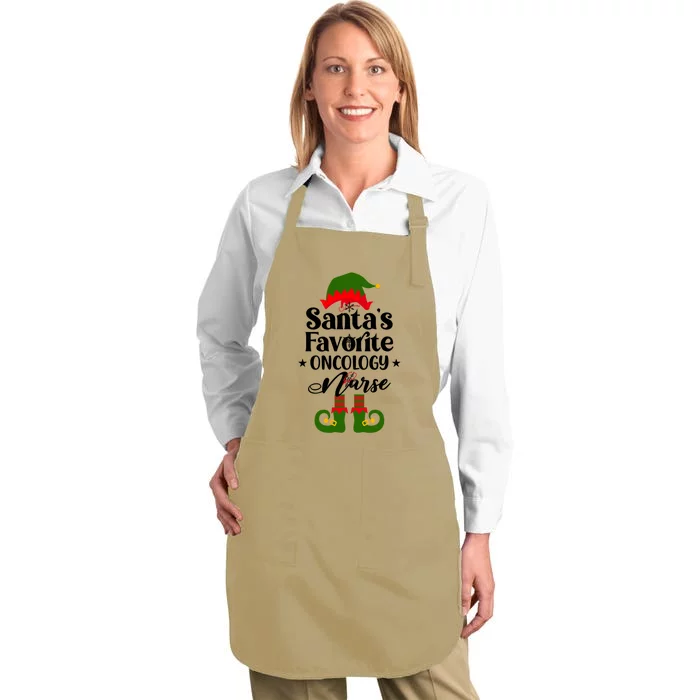 Oncology Nurse Funny Elf Christmas Santas Favorite Onc Rn Meaningful Gift Full-Length Apron With Pocket