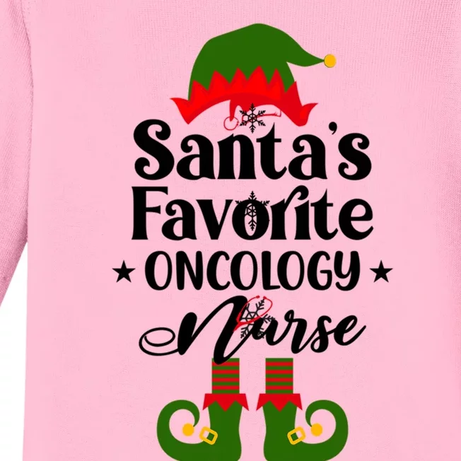 Oncology Nurse Funny Elf Christmas Santas Favorite Onc Rn Meaningful Gift Baby Long Sleeve Bodysuit