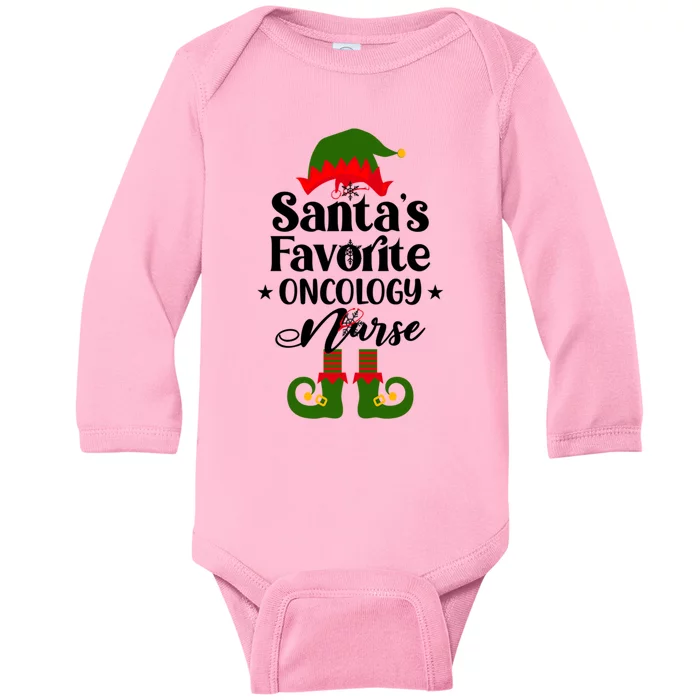 Oncology Nurse Funny Elf Christmas Santas Favorite Onc Rn Meaningful Gift Baby Long Sleeve Bodysuit