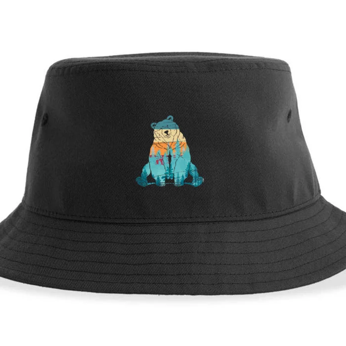 Outdoors Nature Forest Animal Wildlife Retro Brown Bear Sustainable Bucket Hat