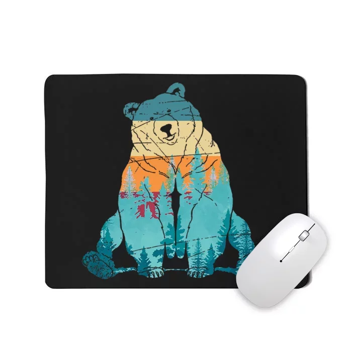 Outdoors Nature Forest Animal Wildlife Retro Brown Bear Mousepad