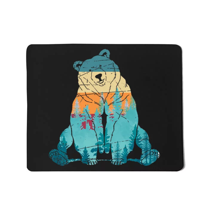 Outdoors Nature Forest Animal Wildlife Retro Brown Bear Mousepad