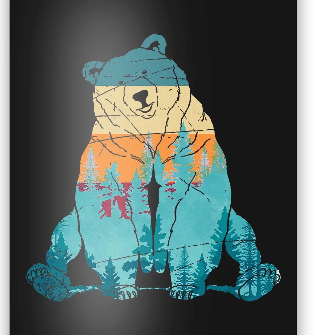 Outdoors Nature Forest Animal Wildlife Retro Brown Bear Poster