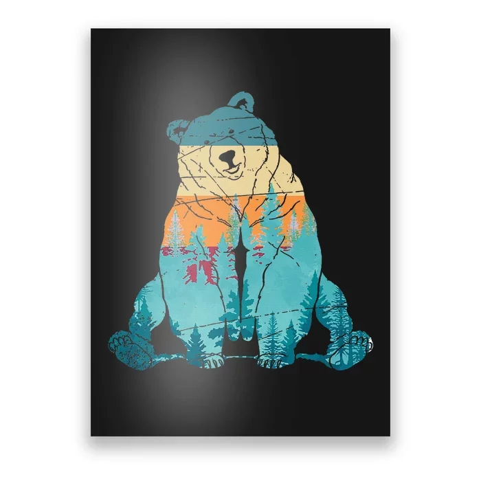 Outdoors Nature Forest Animal Wildlife Retro Brown Bear Poster