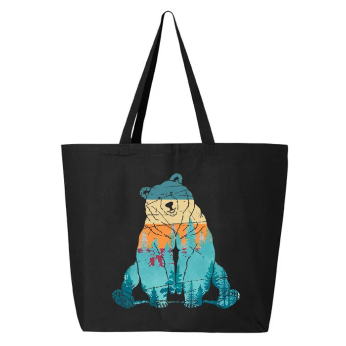 Outdoors Nature Forest Animal Wildlife Retro Brown Bear 25L Jumbo Tote