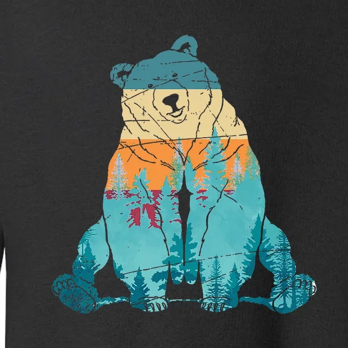 Outdoors Nature Forest Animal Wildlife Retro Brown Bear Toddler Sweatshirt