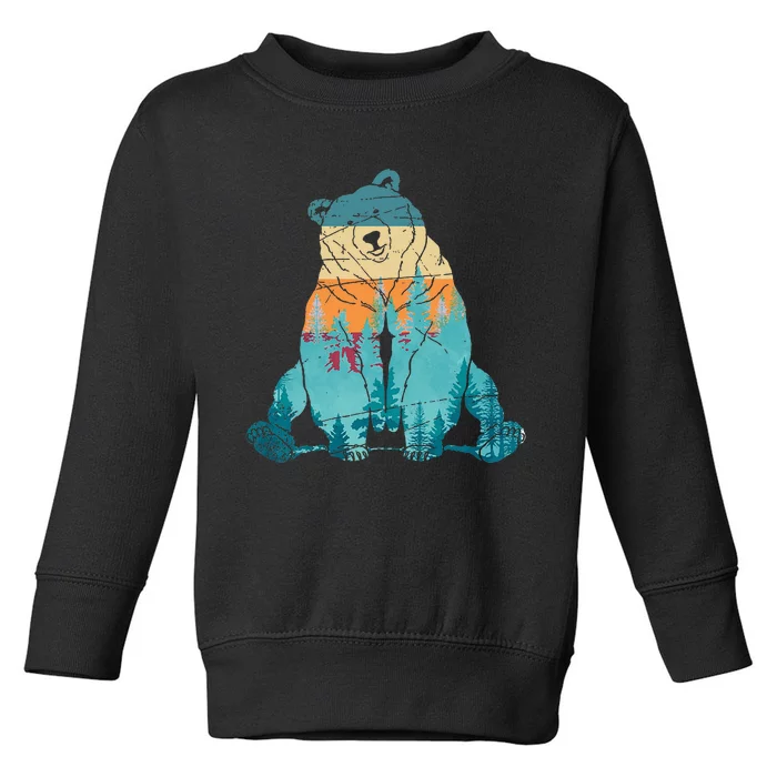 Outdoors Nature Forest Animal Wildlife Retro Brown Bear Toddler Sweatshirt