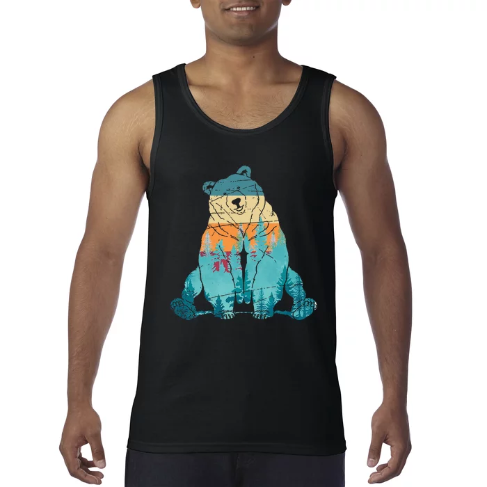 Outdoors Nature Forest Animal Wildlife Retro Brown Bear Tank Top