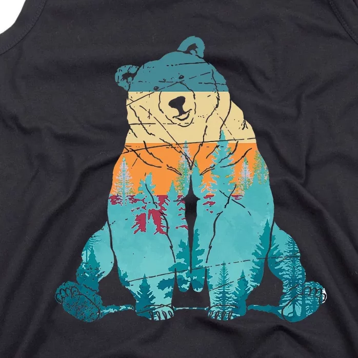 Outdoors Nature Forest Animal Wildlife Retro Brown Bear Tank Top