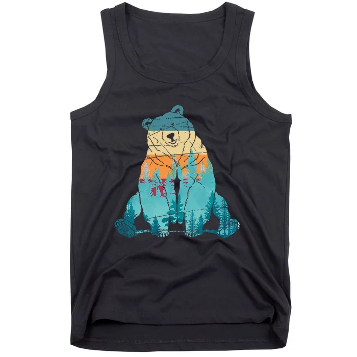 Outdoors Nature Forest Animal Wildlife Retro Brown Bear Tank Top