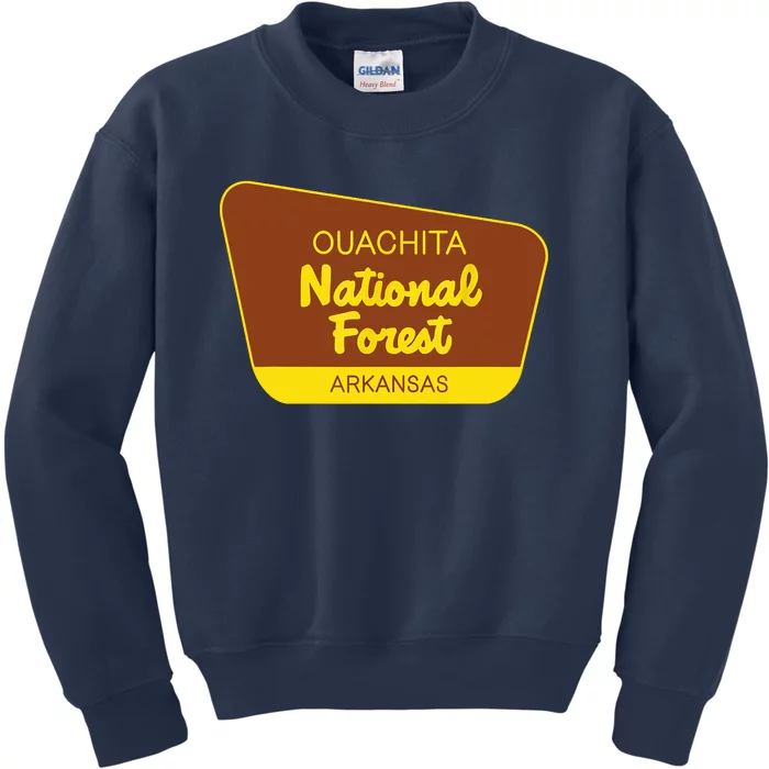 Ouachita National Forest Arkansas Retro Sign Kids Sweatshirt