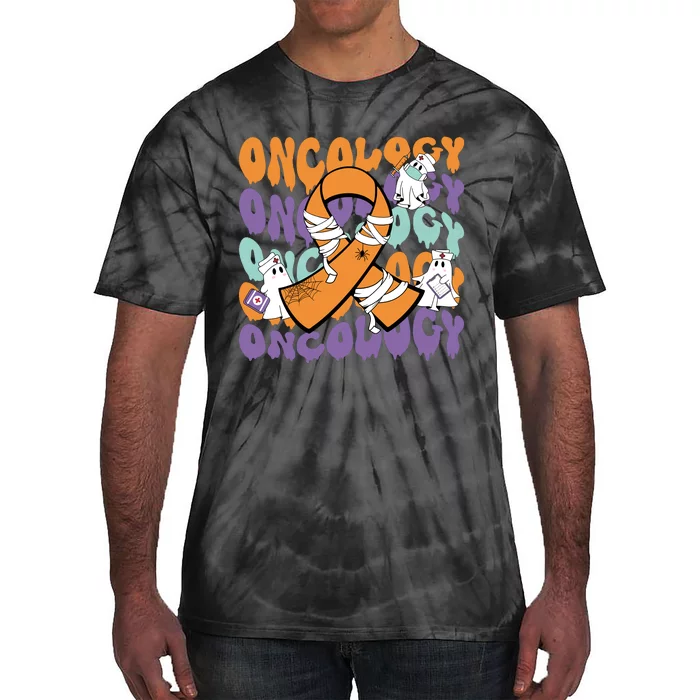 Oncology Nurse Ghost Halloween Tie-Dye T-Shirt