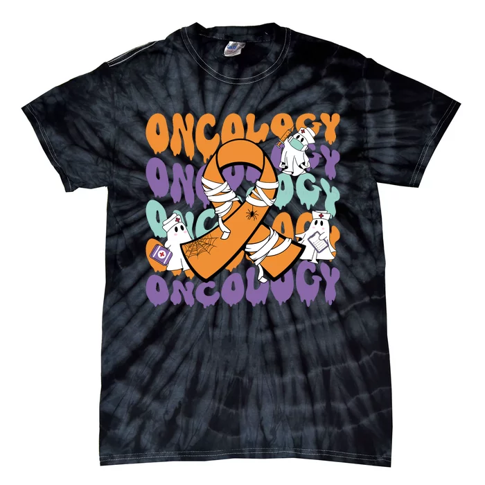 Oncology Nurse Ghost Halloween Tie-Dye T-Shirt