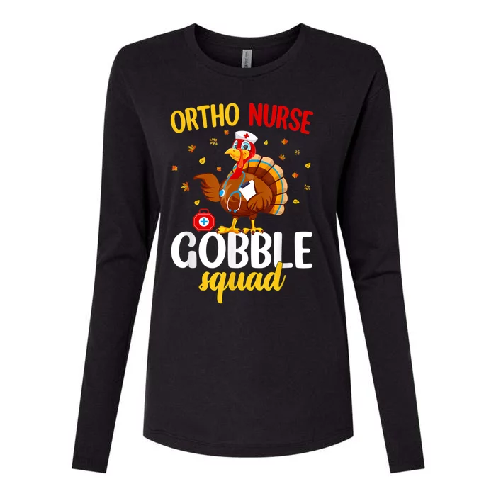 Ortho Nurse Gobble Squad Funny Nurse Thanksgiving Womens Cotton Relaxed Long Sleeve T-Shirt