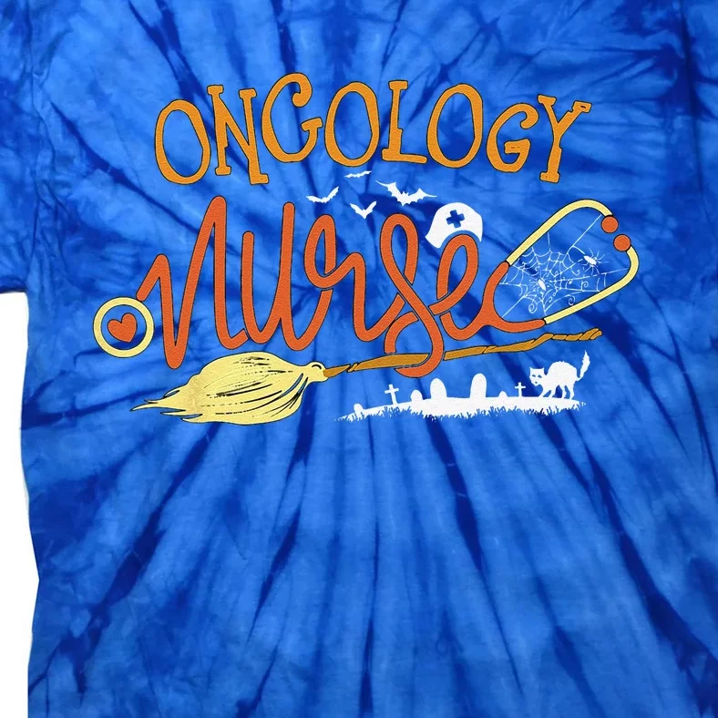 Oncology Nurse Halloween Oncologist Nursing Witch On Broom Tie-Dye T-Shirt