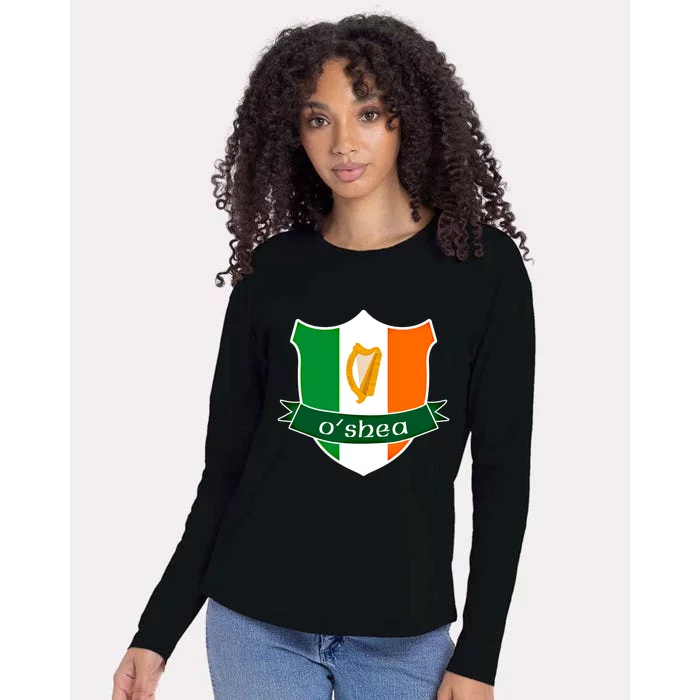 Oshea Name Irish Gift Irish Flag Harp Crest Womens Cotton Relaxed Long Sleeve T-Shirt