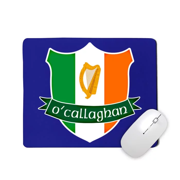 Ocallaghan Name Irish Gift Irish Flag Harp Crest Mousepad