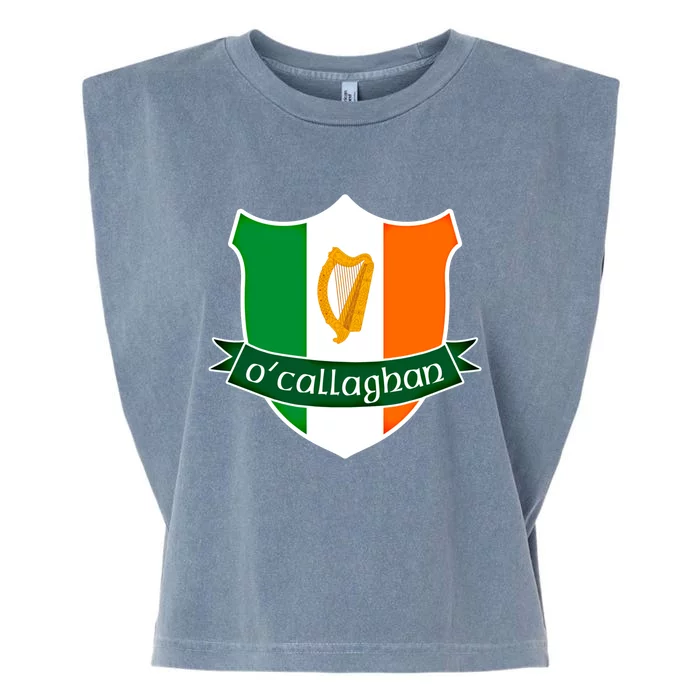 Ocallaghan Name Irish Gift Irish Flag Harp Crest Garment-Dyed Women's Muscle Tee