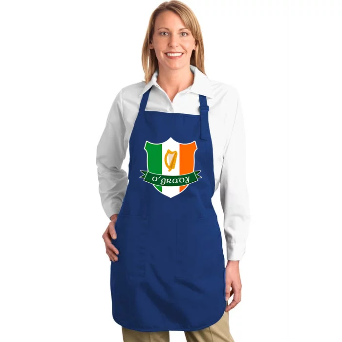 Ogrady Name Irish Funny Gift Irish Flag Harp Crest Full-Length Apron With Pocket