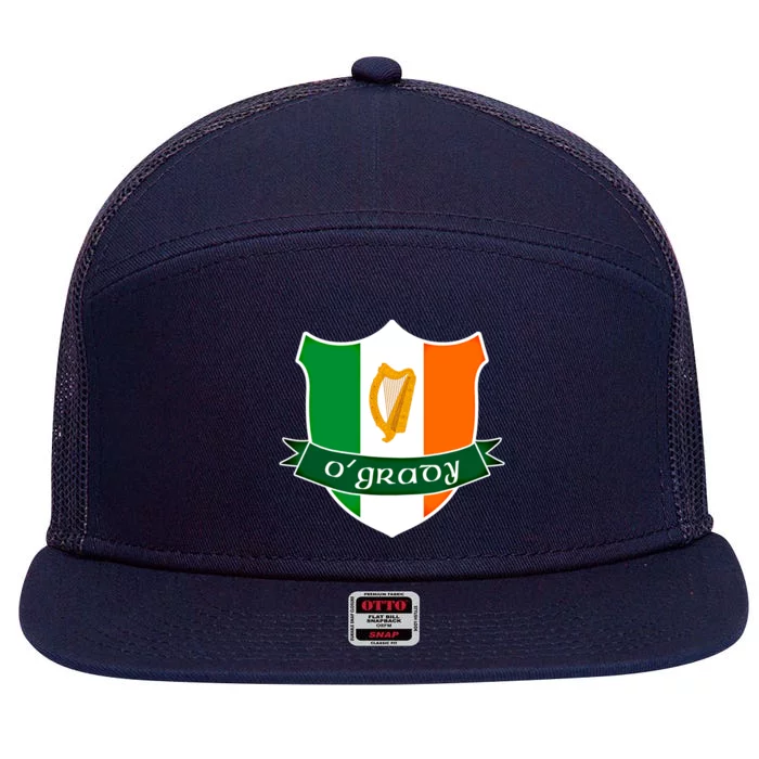 Ogrady Name Irish Funny Gift Irish Flag Harp Crest 7 Panel Mesh Trucker Snapback Hat