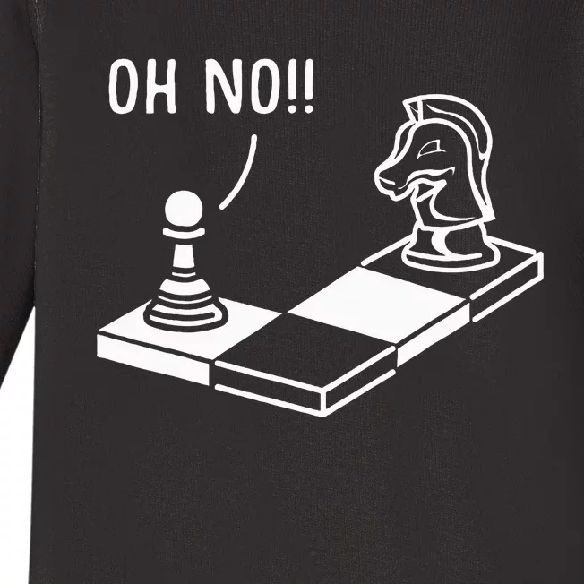 Oh No Knight To Pawn Funny Chess Player Gift Idea Board Game Baby Long Sleeve Bodysuit