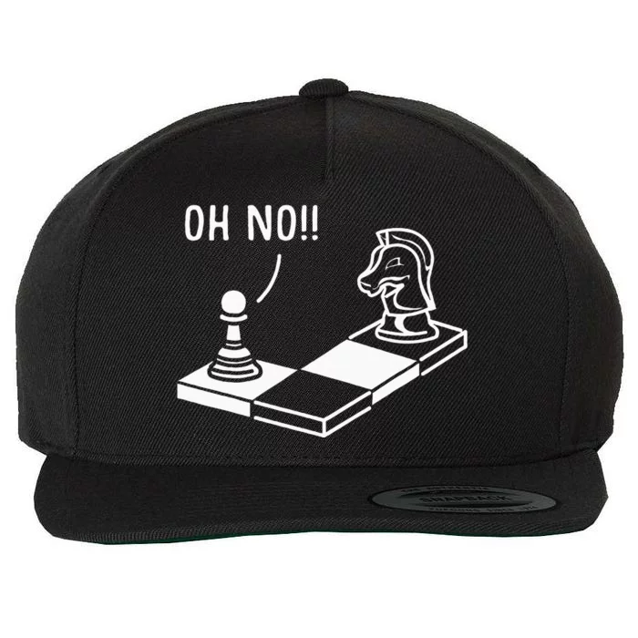 Oh No Knight To Pawn Funny Chess Player Gift Idea Board Game Wool Snapback Cap