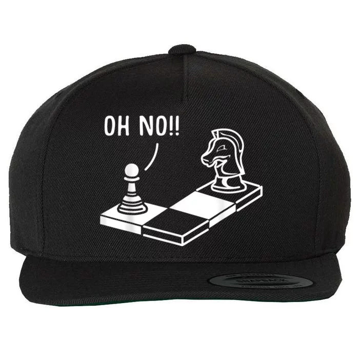 Oh No Knight To Pawn Funny Chess Player Idea Board Game Wool Snapback Cap