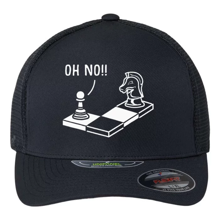 Oh No Knight To Pawn Funny Chess Player Gift Idea Board Game Flexfit Unipanel Trucker Cap