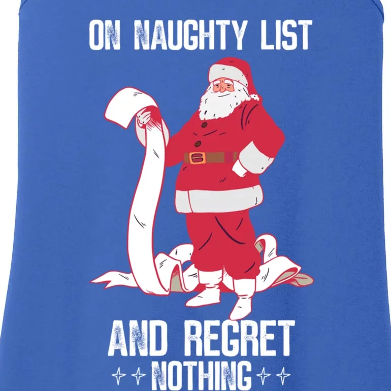 On Naughty List Funny Merry Christmas Day Santa Elf Graphic Gift Ladies Essential Tank