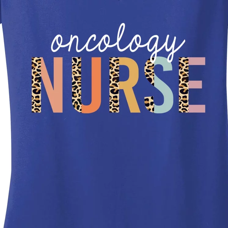 Oncology Nurse Leopard Print Nursing School Gift Women's V-Neck T-Shirt