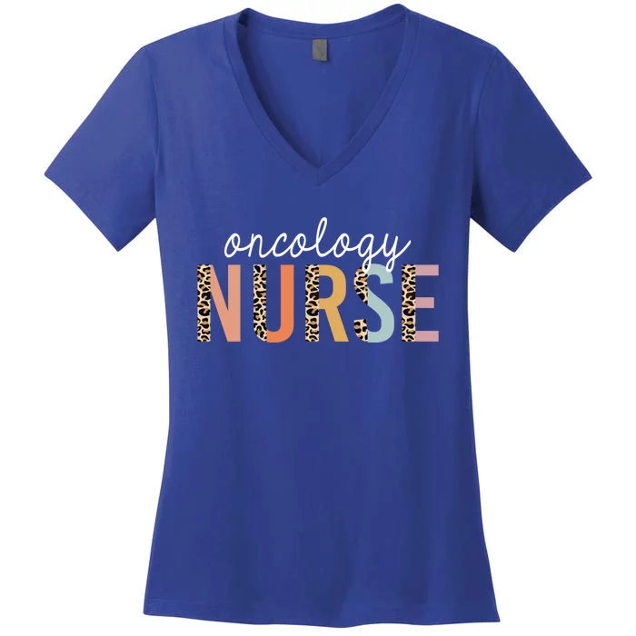 Oncology Nurse Leopard Print Nursing School Gift Women's V-Neck T-Shirt