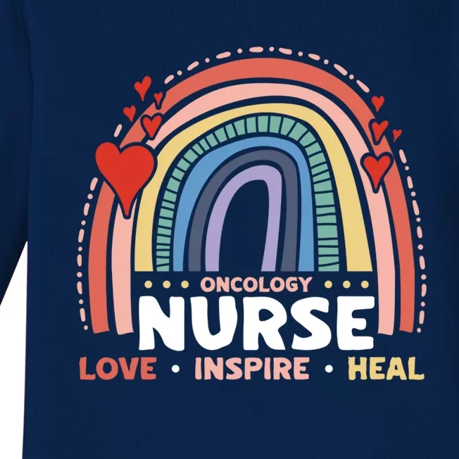 Oncology Nurse Love Inspire Heal Medical Healthcare Gift Baby Long Sleeve Bodysuit