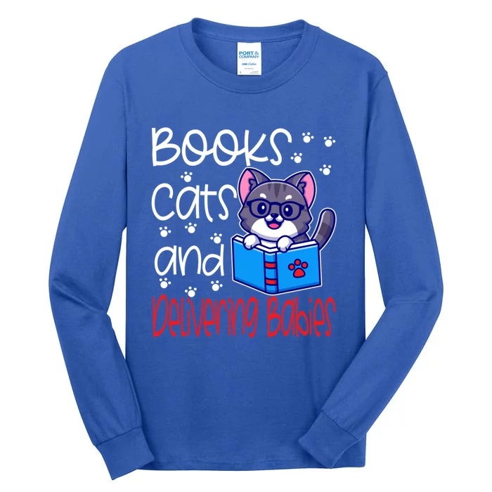 Ob Nurse Labor Delivery Obgyn Cat Mom Dad Owner Book Doula Cool Gift Tall Long Sleeve T-Shirt