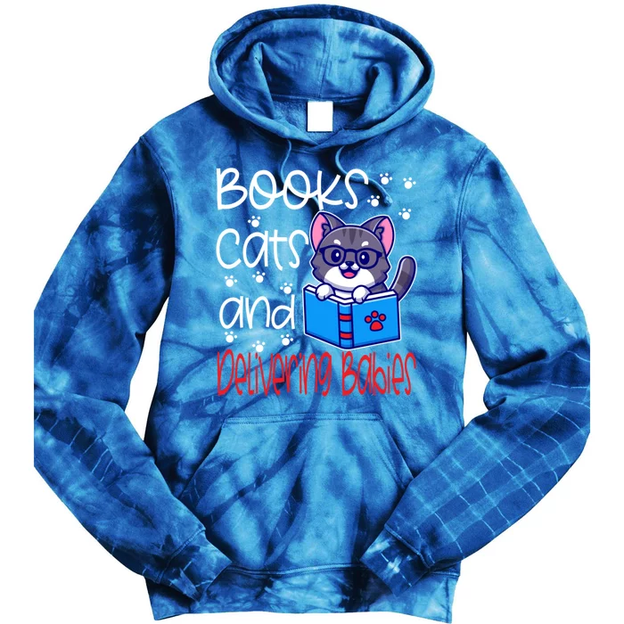 Ob Nurse Labor Delivery Obgyn Cat Mom Dad Owner Book Doula Cool Gift Tie Dye Hoodie