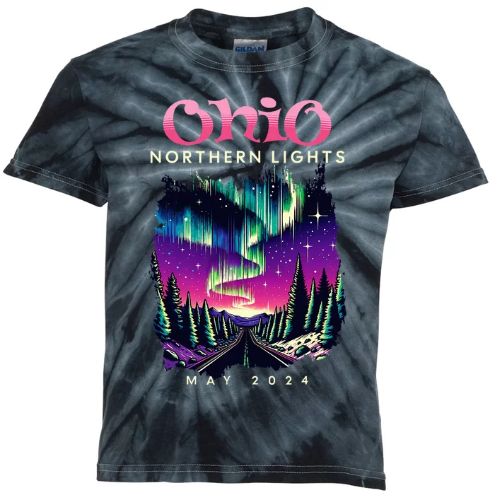 Ohio Northern Lights Borealis May 2024 Kids Tie-Dye T-Shirt