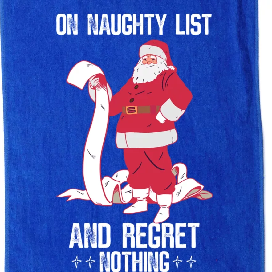 On Naughty List Funny Merry Christmas Day Santa Elf Graphic Funny Gift Platinum Collection Golf Towel