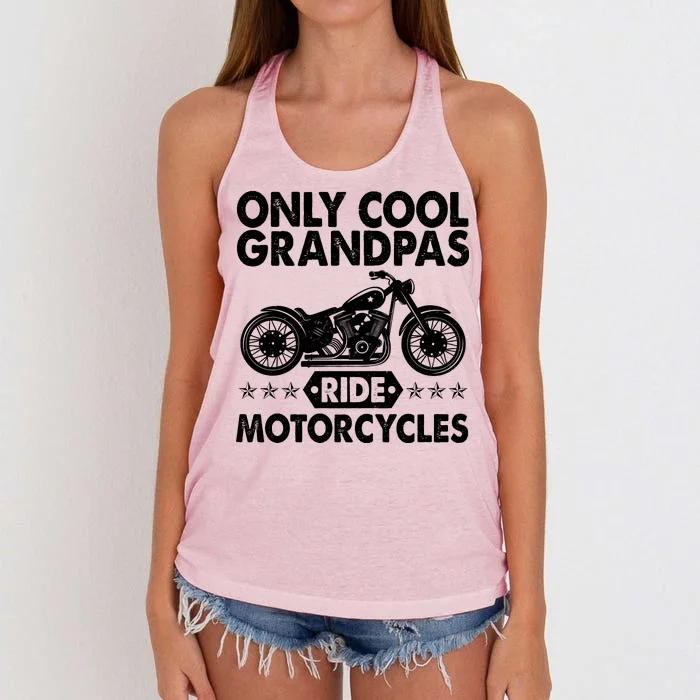 Only Cool Grandpas Ride Motorcycles Women's Knotted Racerback Tank