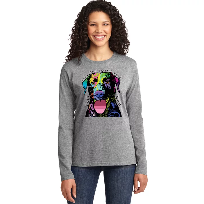 Only Love Can Make A Tail Wag Dog Ladies Long Sleeve Shirt