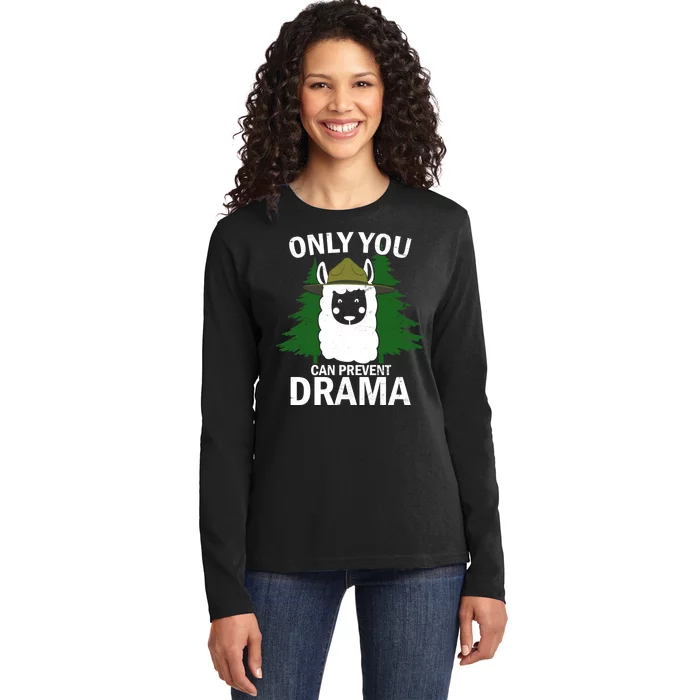 Only You Can Prevent Drama Funny LLama Ladies Long Sleeve Shirt