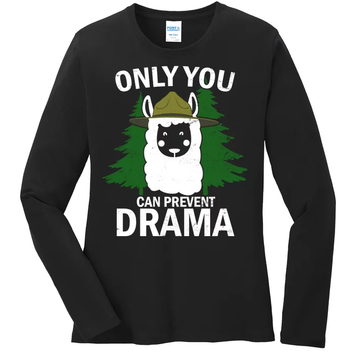 Only You Can Prevent Drama Funny LLama Ladies Long Sleeve Shirt