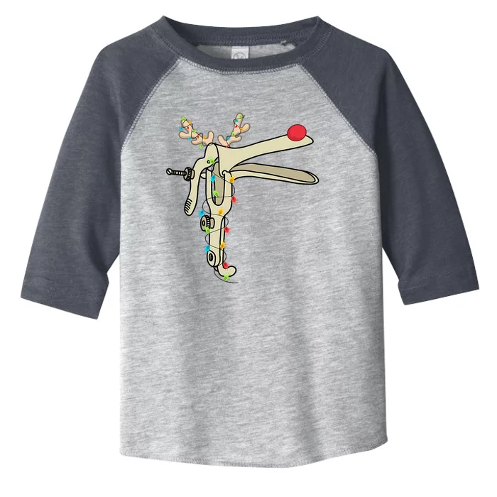 Obgyn Nurse Merry Christmas Reindeer Speculum Xmas Lights Toddler Fine Jersey T-Shirt