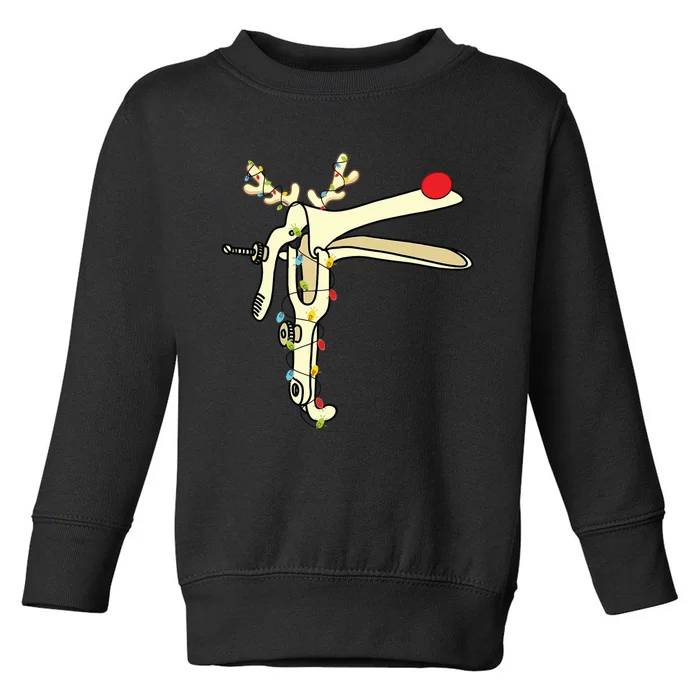 Obgyn Nurse Merry Christmas Reindeer Speculum Xmas Lights Toddler Sweatshirt