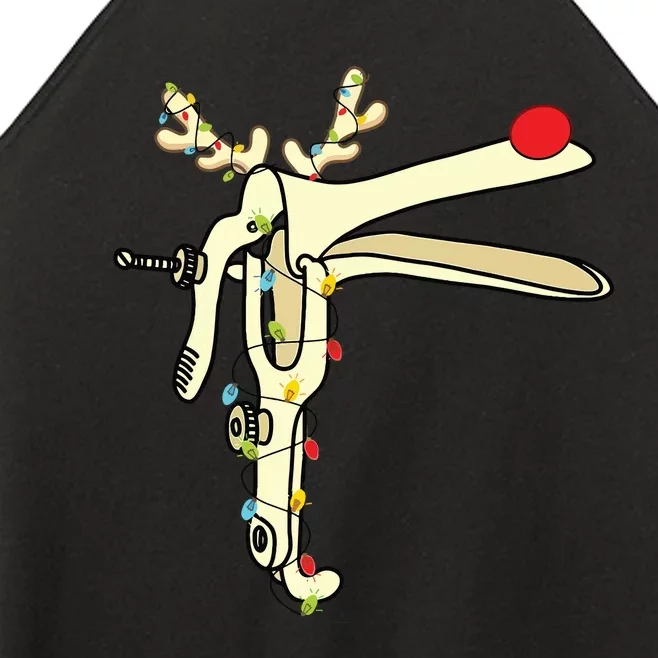 Obgyn Nurse Merry Christmas Reindeer Speculum Xmas Lights Women’s Perfect Tri Rocker Tank