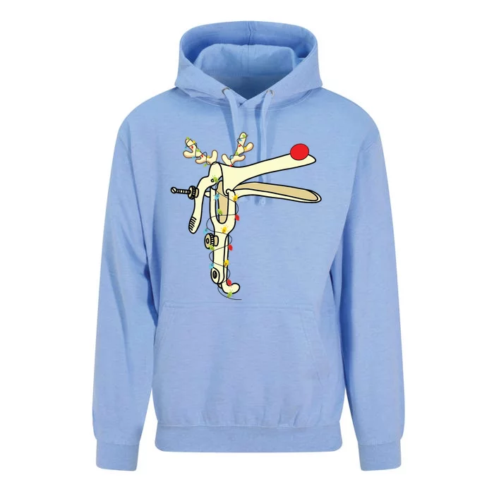 Obgyn Nurse Merry Christmas Reindeer Speculum Xmas Lights Unisex Surf Hoodie