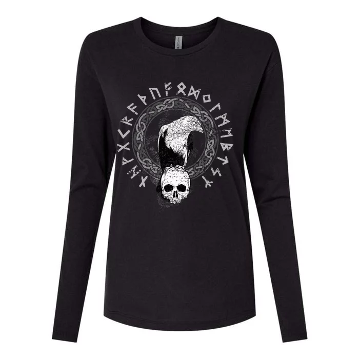 Odin Norse Mythology Raven Viking Skull Gift Viking Womens Cotton Relaxed Long Sleeve T-Shirt