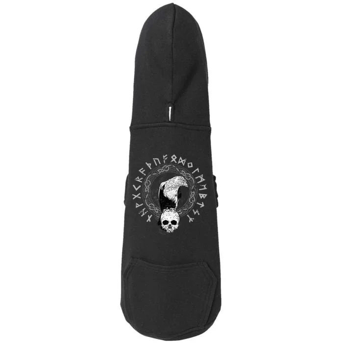 Odin Norse Mythology Raven Viking Skull Gift Viking Doggie 3-End Fleece Hoodie