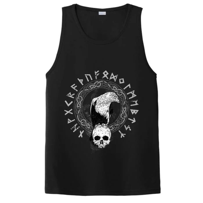 Odin Norse Mythology Raven Viking Skull Gift Viking Performance Tank